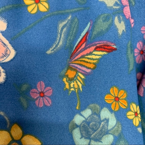 Dalia Blue Floral Print Semi Sheer Long Sleeve Blouse - Picture 6 of 12